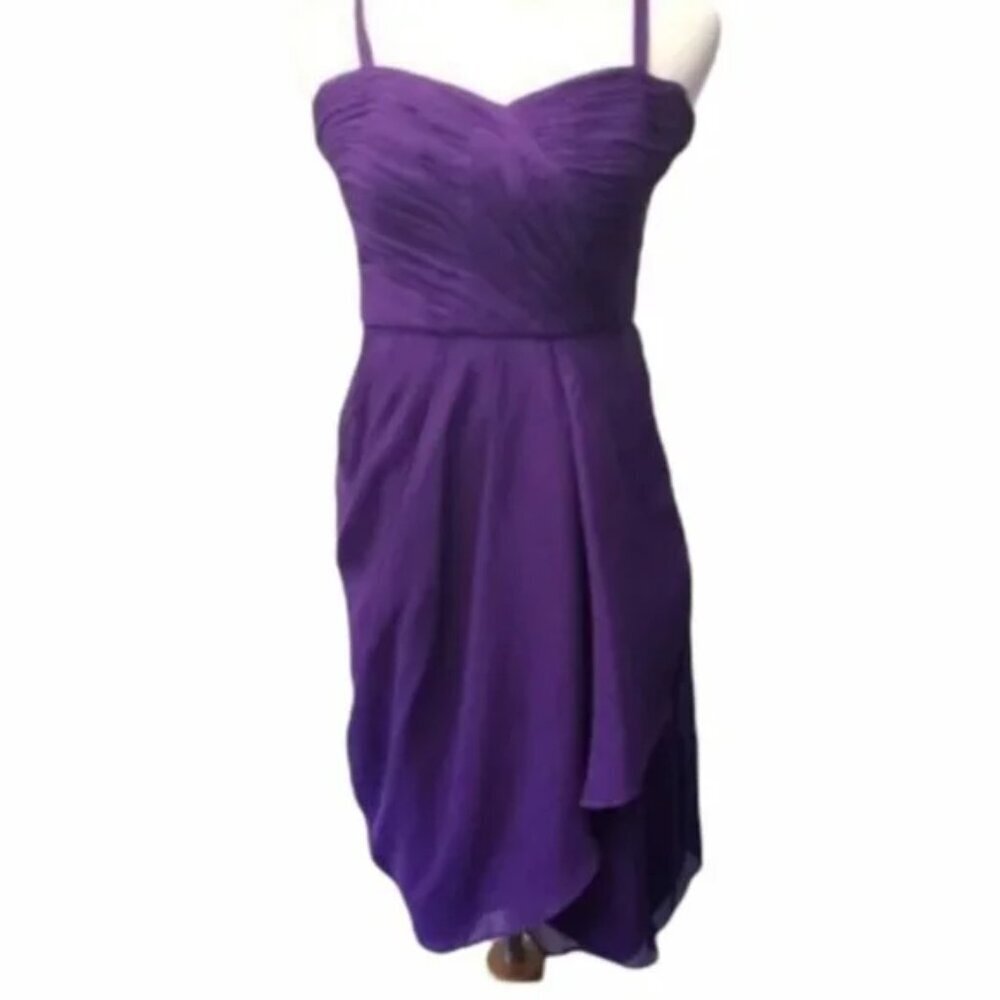 J.Crew Chiffon Purple 100% Silk Dress women's size 6 (18)